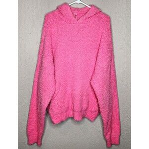 SKIMS Women's Cozy Knit Oversized Fleece Teddy Hoodie, Hot Pink Size XL